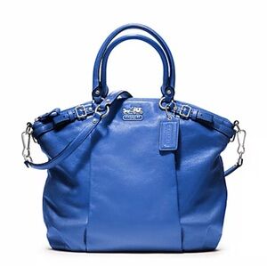 Coach Women’s Madison Royal Blue Leather Lindsey Double Handle Satchel Purse